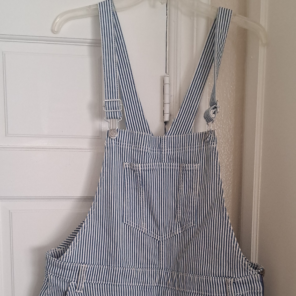 Striped Blue and White Overalls
